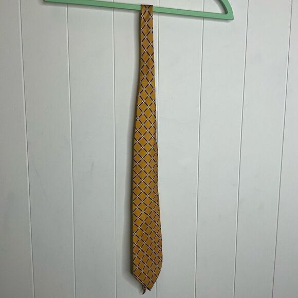 Vintage Beans McGee Yellow 100% Silk Men’s Neck Tie - Picture 1 of 8